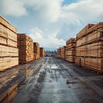 Industrial drying and storage of lumber.